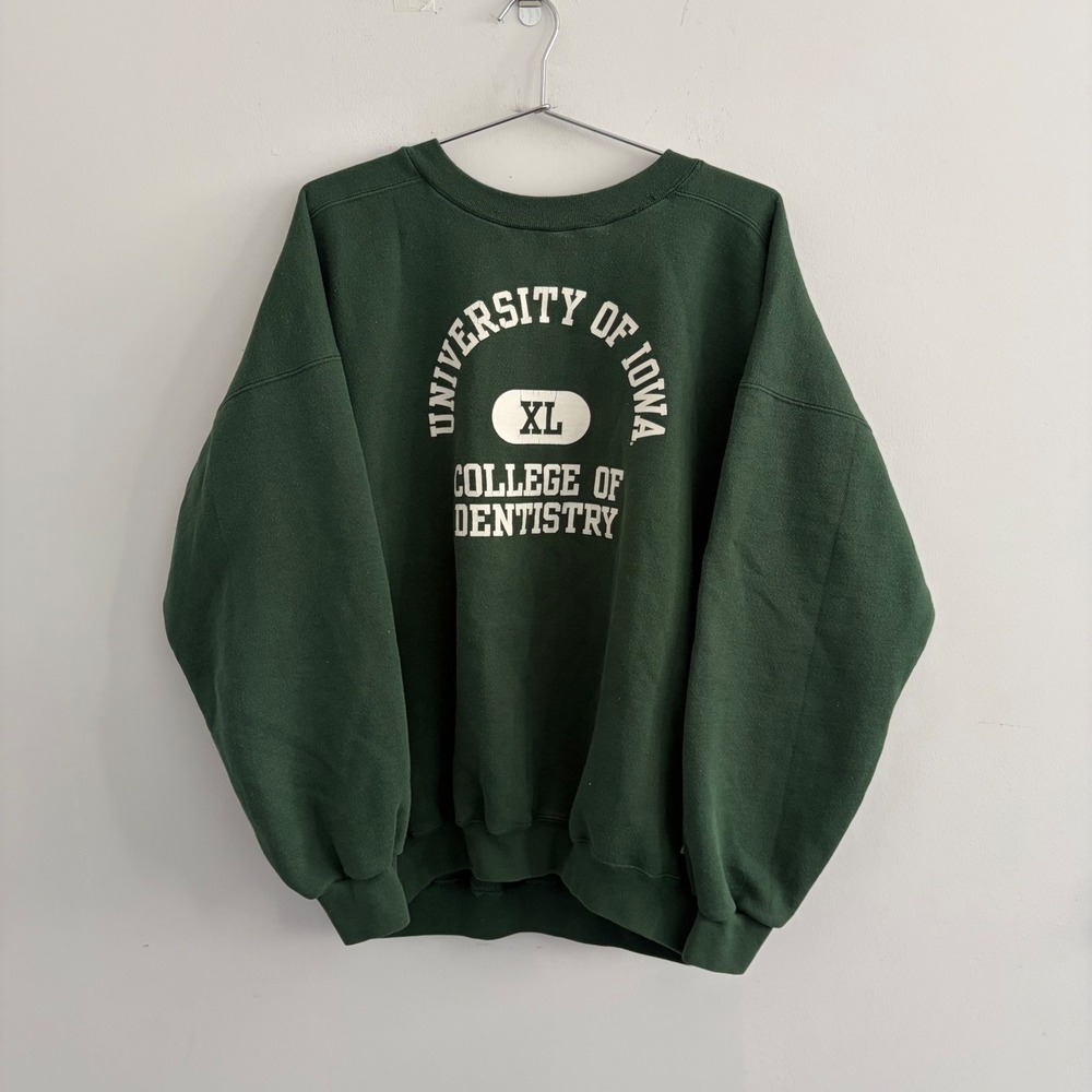 Vintage Discus Athletic University of Iowa College of Dentistry Sweatshirt Green